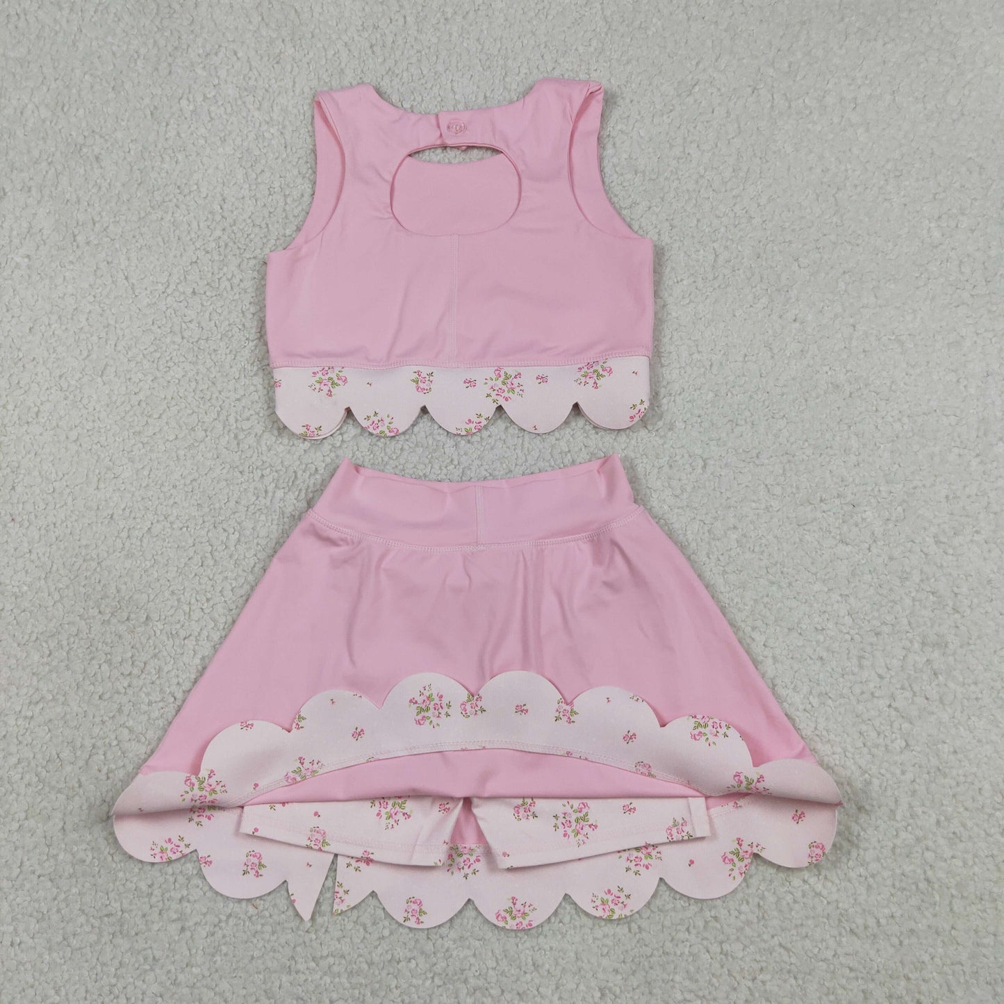 pink bows scallop athletic skort outfit girls clothes