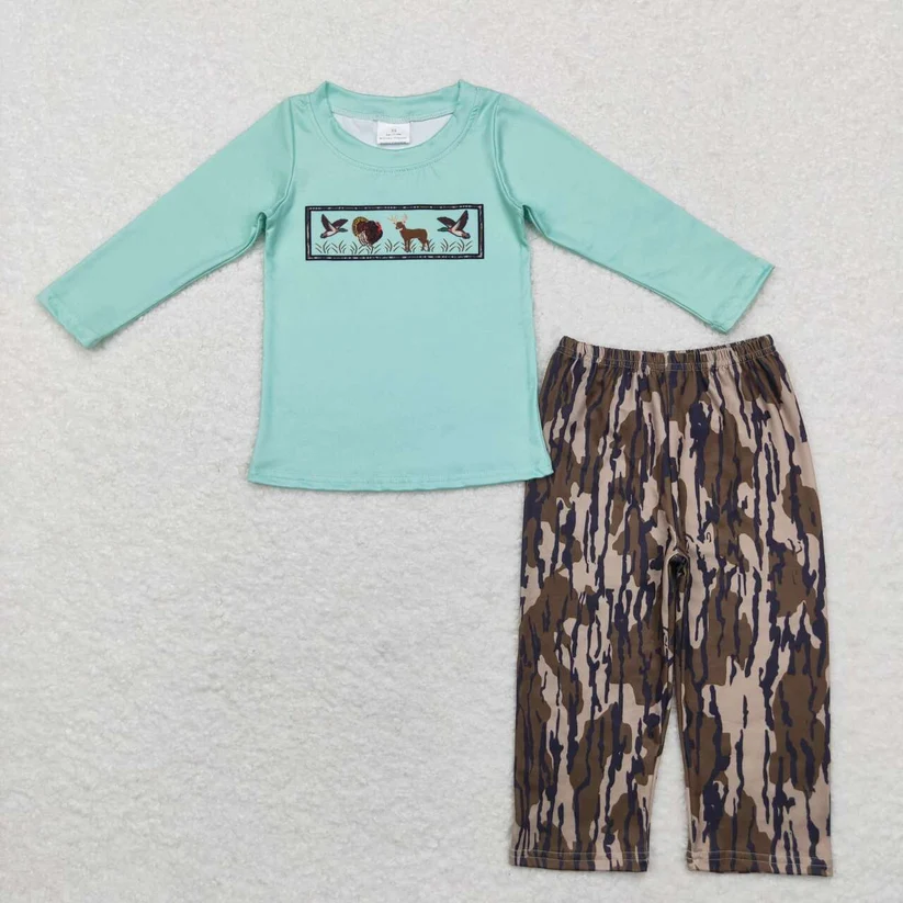 BLP0777 embroidery camo hunting pants set