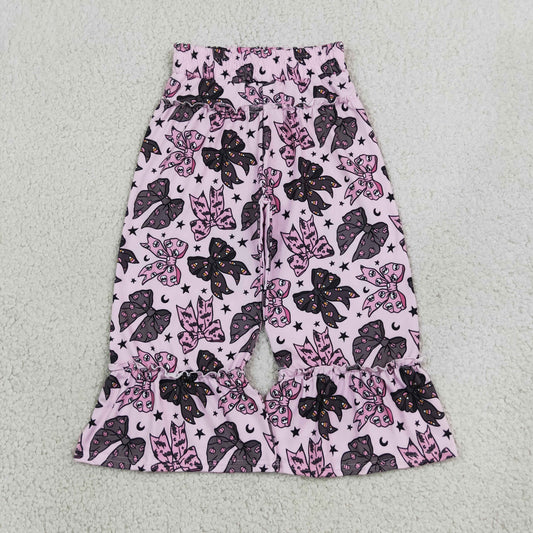 Halloween coquette print wide leg holiday pants