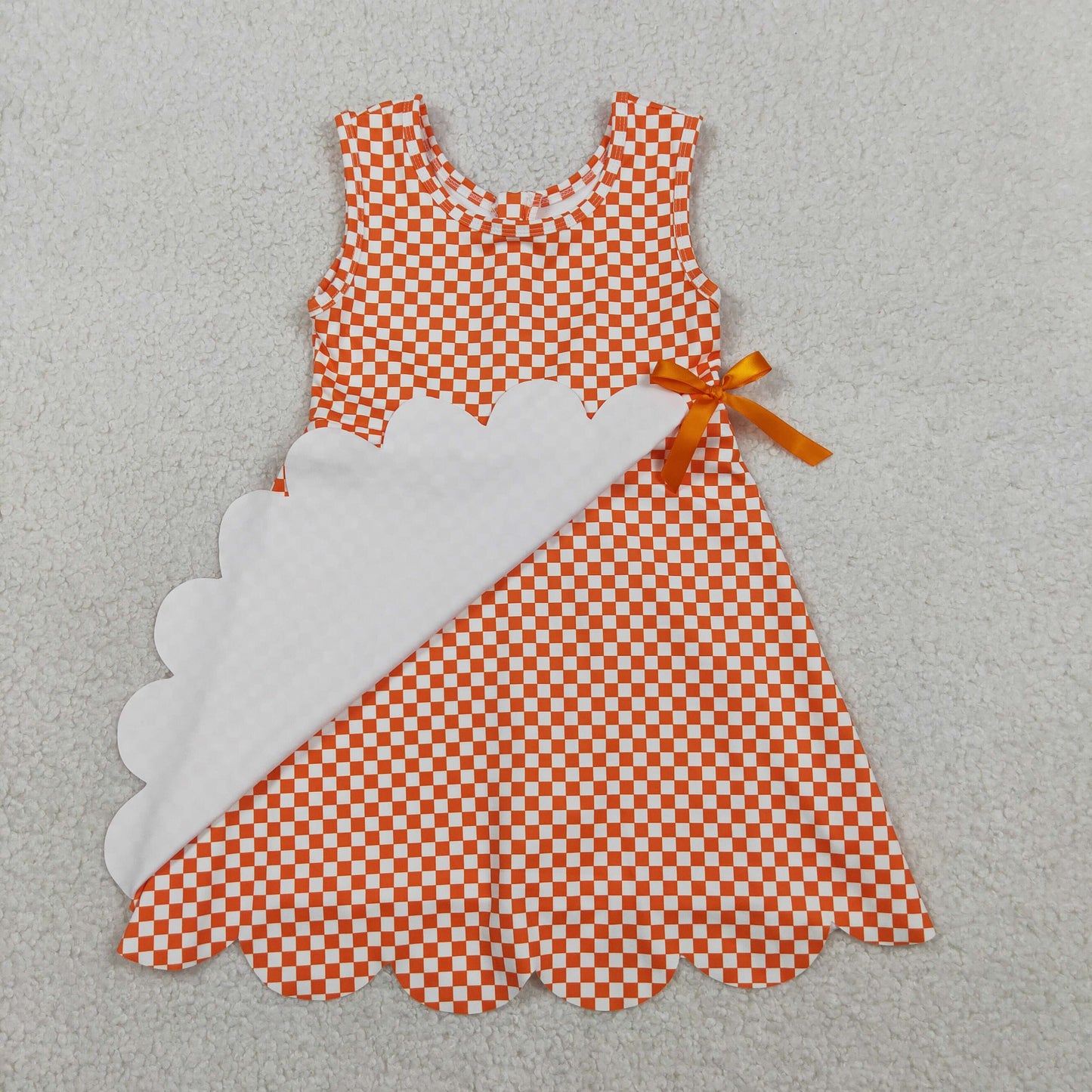 orange gingham scallop athletic dress