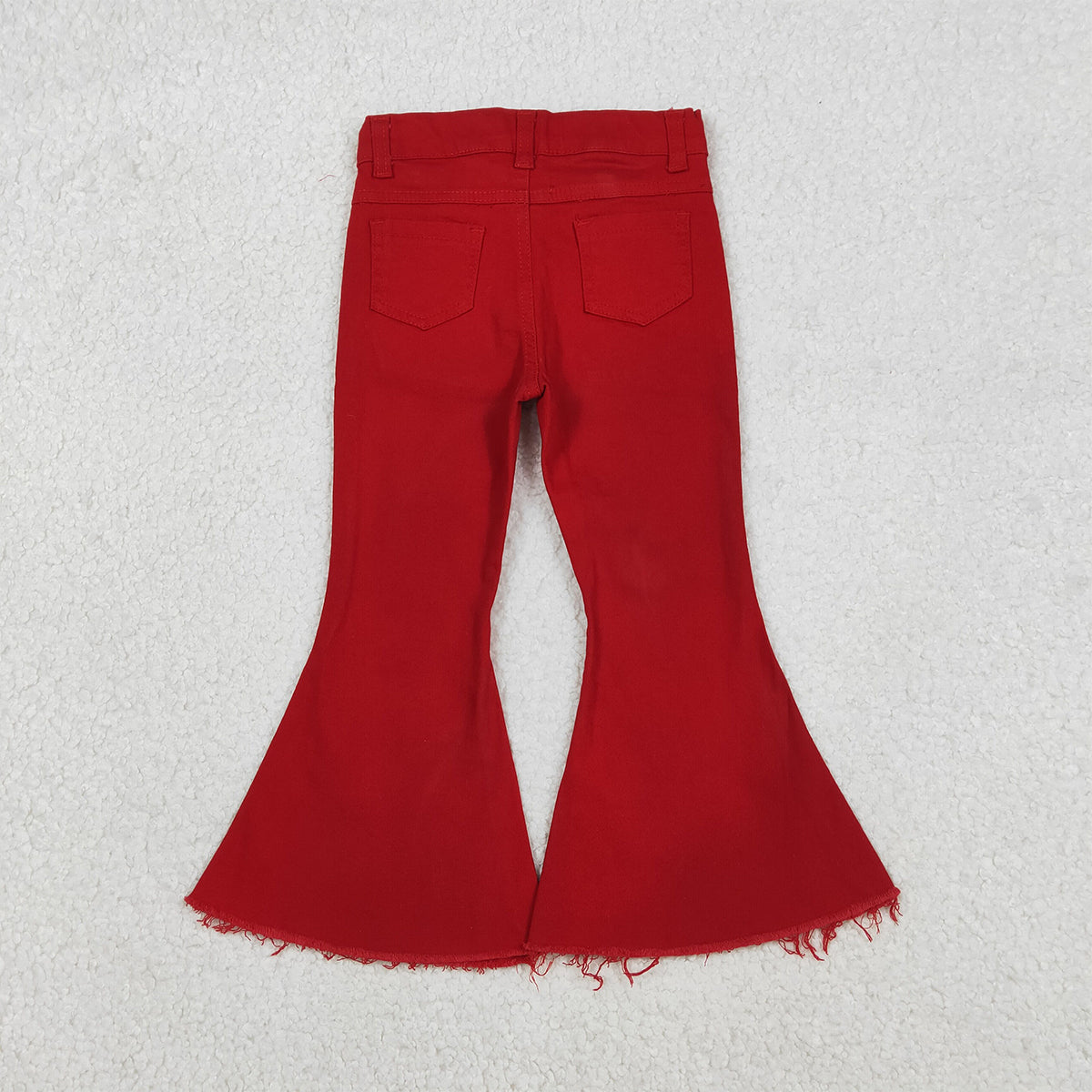 Red Denim Bell Jeans Pants for Baby Girls Infant Casual Comfortable Soft Fabric Clothing Kids Fashion