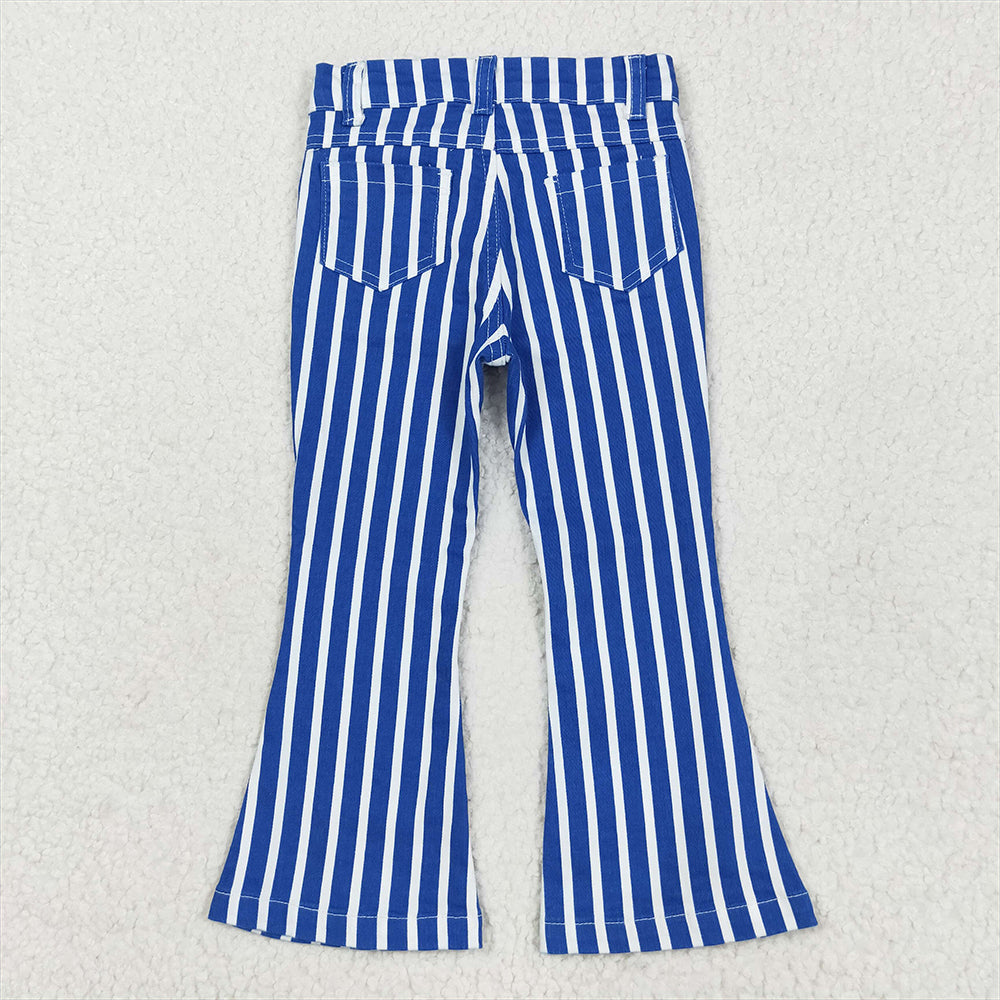 P0761  Blue white stripe kids girls jeans D 5.16