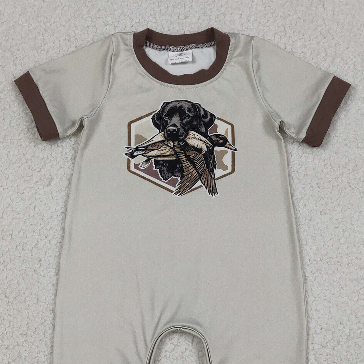 Baby Boys Camouflage Ducks And Dogs Hunting Footie Rompers for Infants Soft Cotton Footless Bodysuits in Green