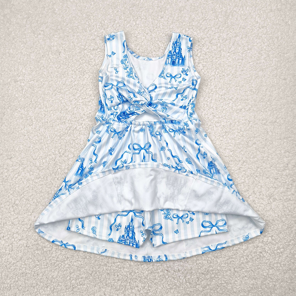 GSD2200 Baby Girls Blue Castles Yoga Skort Knee Length Dresses D 4.12