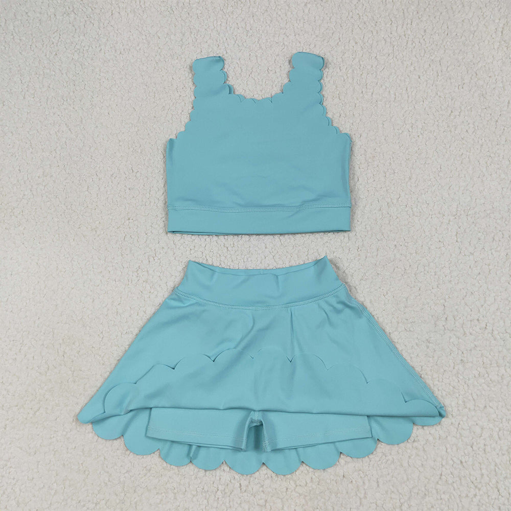 GSD2096 Baby Girls Aqua Yoga Vest Skirt Active Wear Clothes Sets  D 6.17