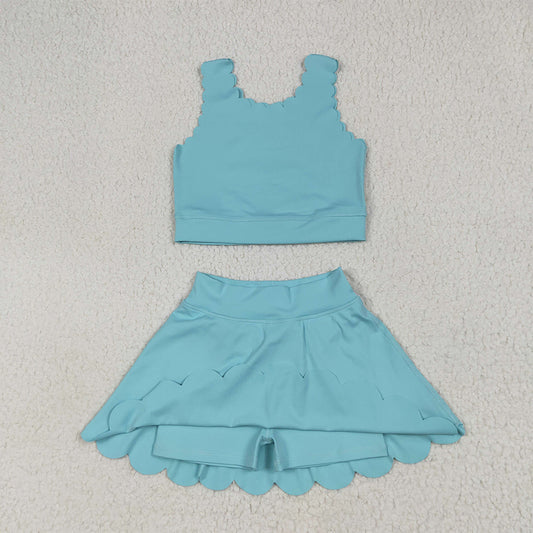 GSD2096 Baby Girls Aqua Yoga Vest Skirt Active Wear Clothes Sets  D 6.17