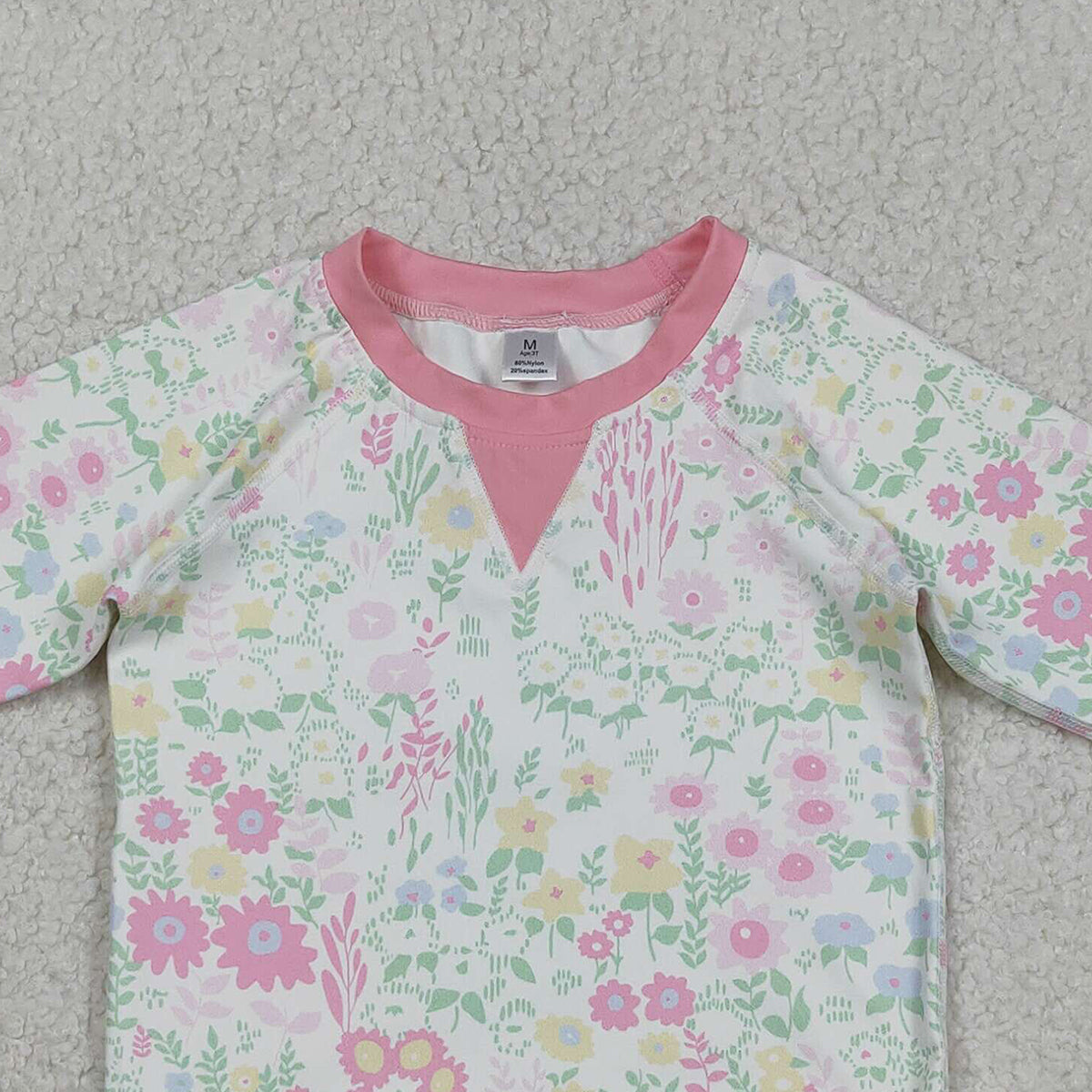 Baby Girls Long Sleeve Yoga Active Tee Shirts Pink Flowers Design Comfortable Soft Top for Little Ones