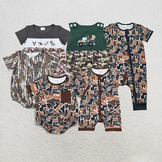 Match Western Camo Dogs Deer Hunting Baby Boys Romper D 3.18