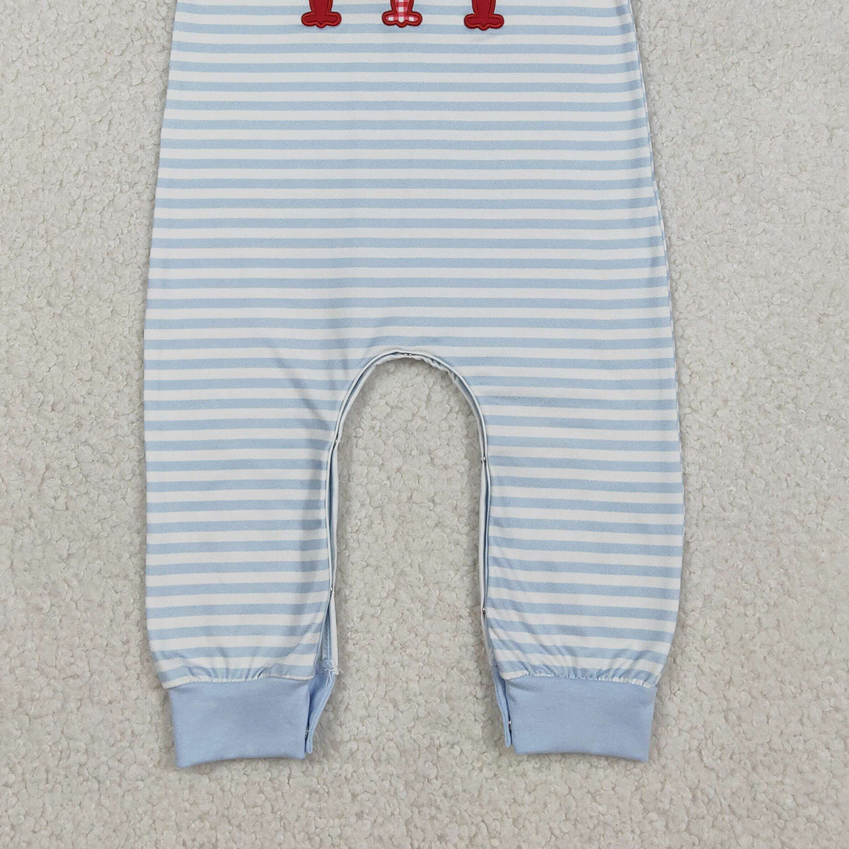 Baby Boys Grey Stripe Footie Rompers Embroidery Crayfishes Crawler Pants Long Sleeve Bodysuit for Newborns