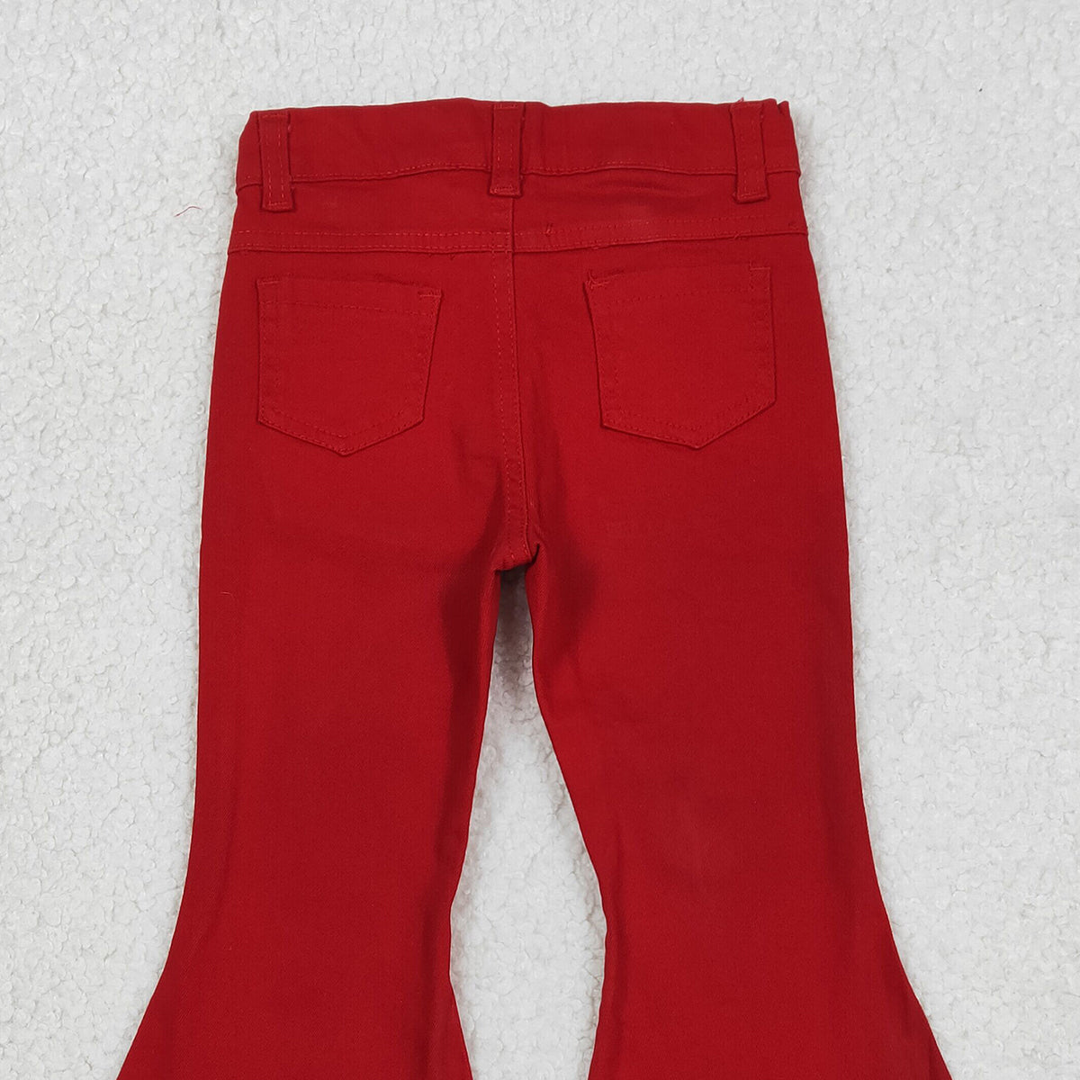 Red Denim Bell Jeans Pants for Baby Girls Infant Casual Comfortable Soft Fabric Clothing Kids Fashion