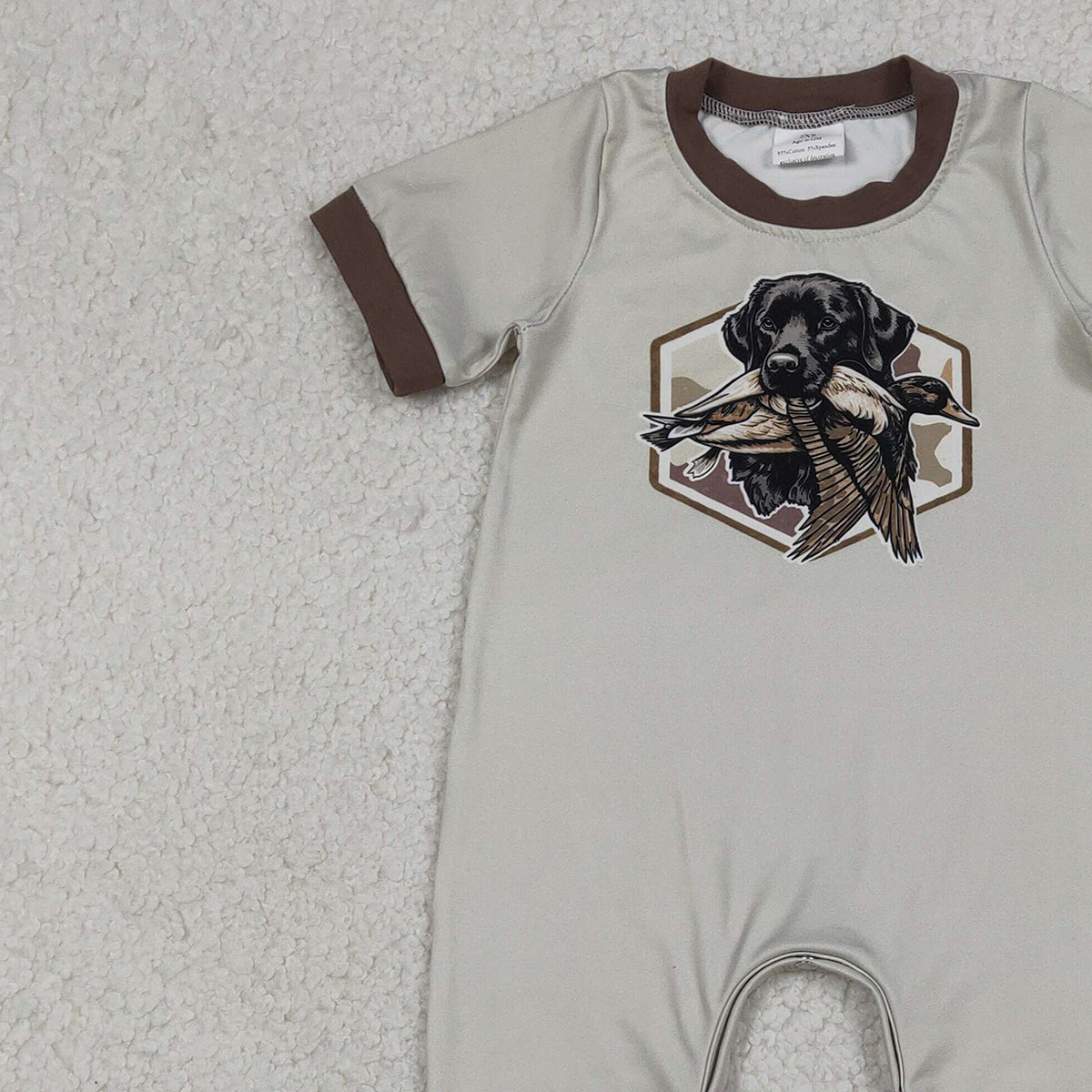 Baby Boys Camouflage Ducks And Dogs Hunting Footie Rompers for Infants Soft Cotton Footless Bodysuits in Green