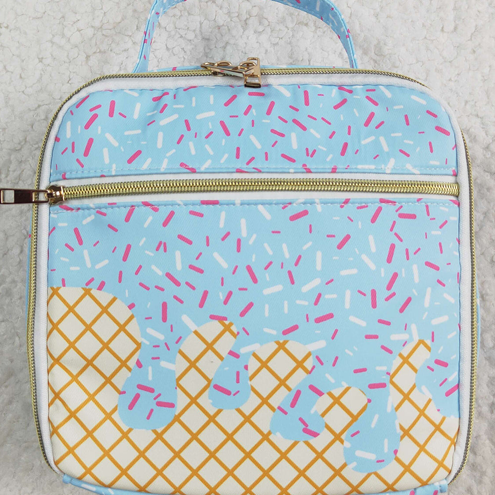 BA0296   Team fireworks plaid blue lunch box bag  D 5.6