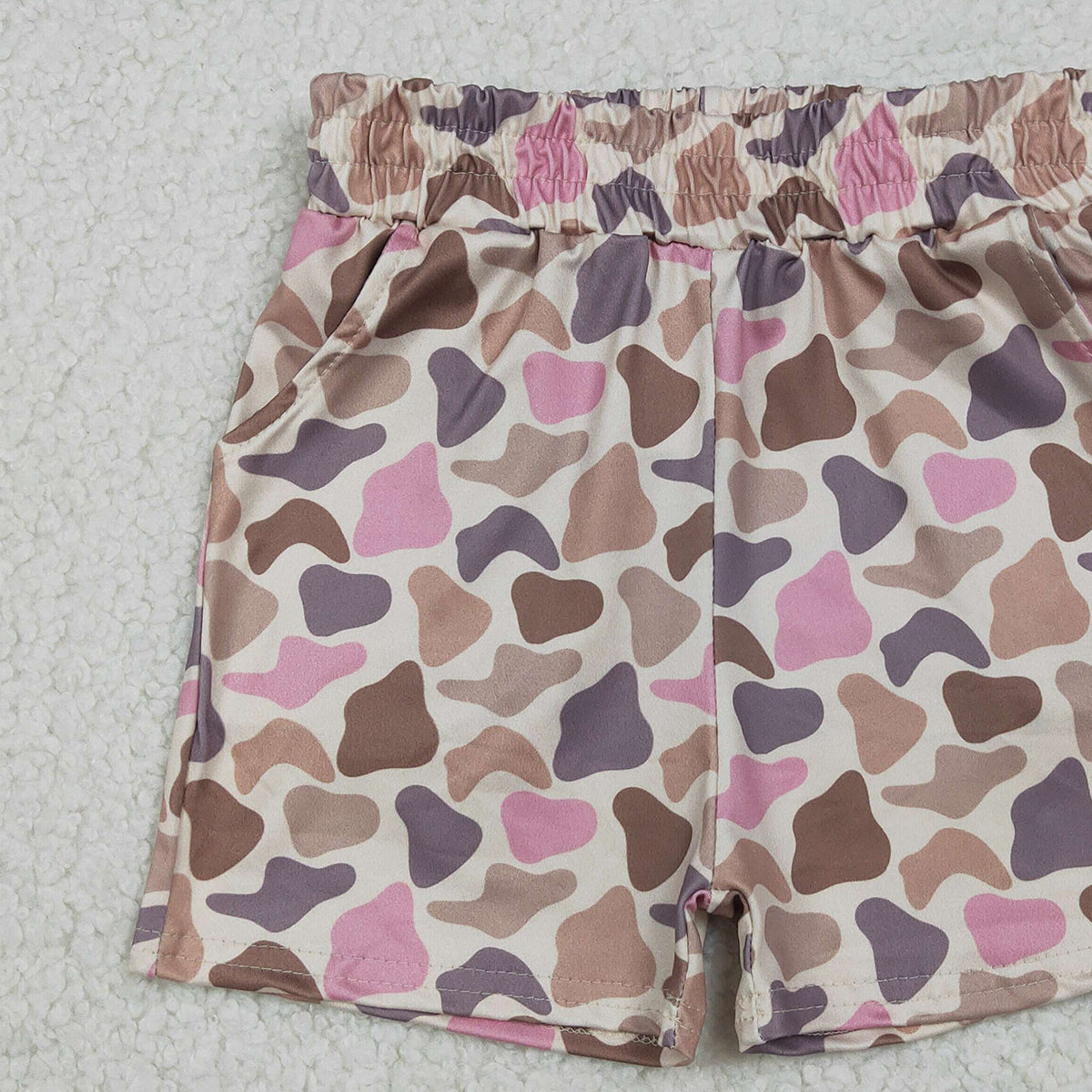 Baby Girls Southern Brown Pink Camouflage Shorts with Pockets Bottom for Infants