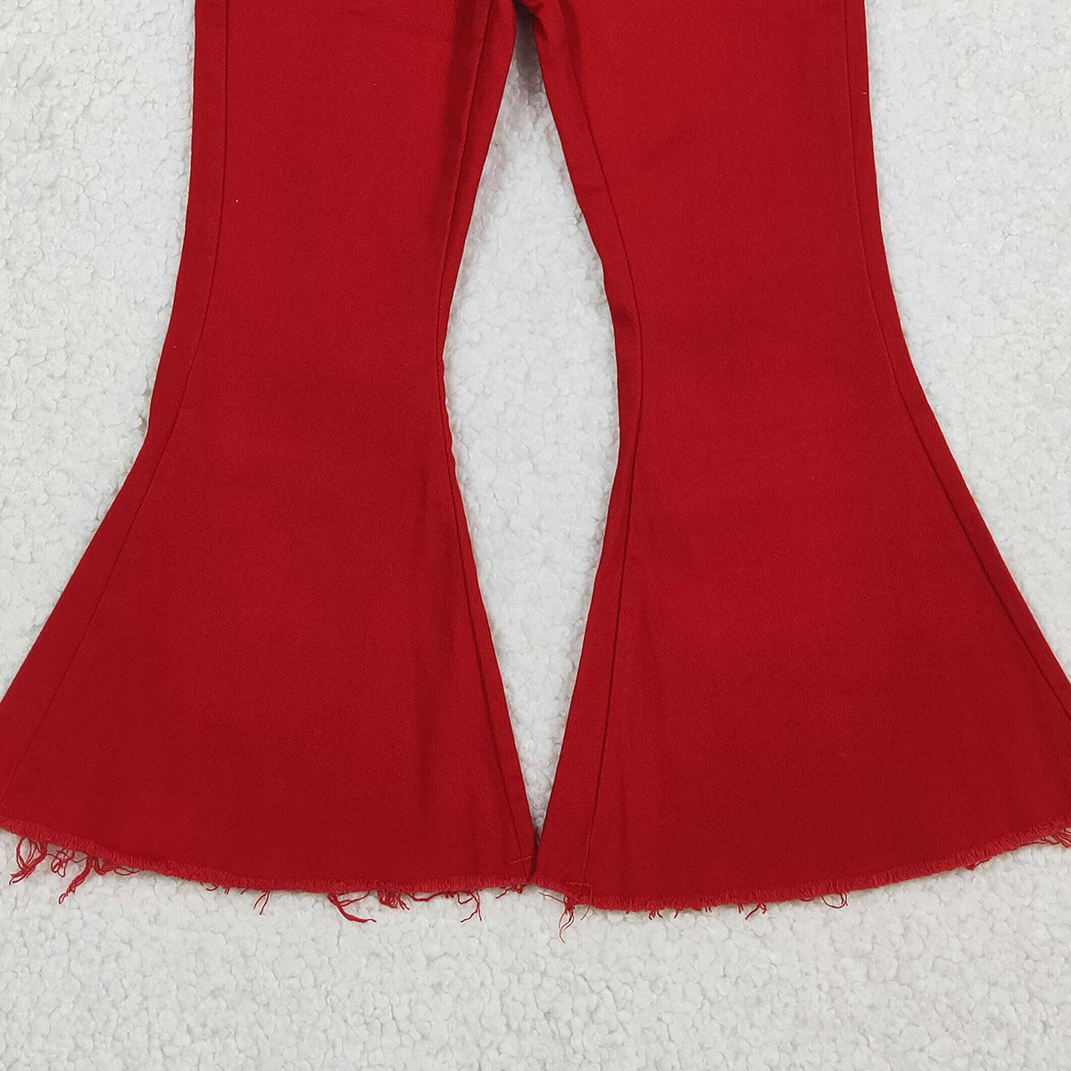 Red Denim Bell Jeans Pants for Baby Girls Infant Casual Comfortable Soft Fabric Clothing Kids Fashion