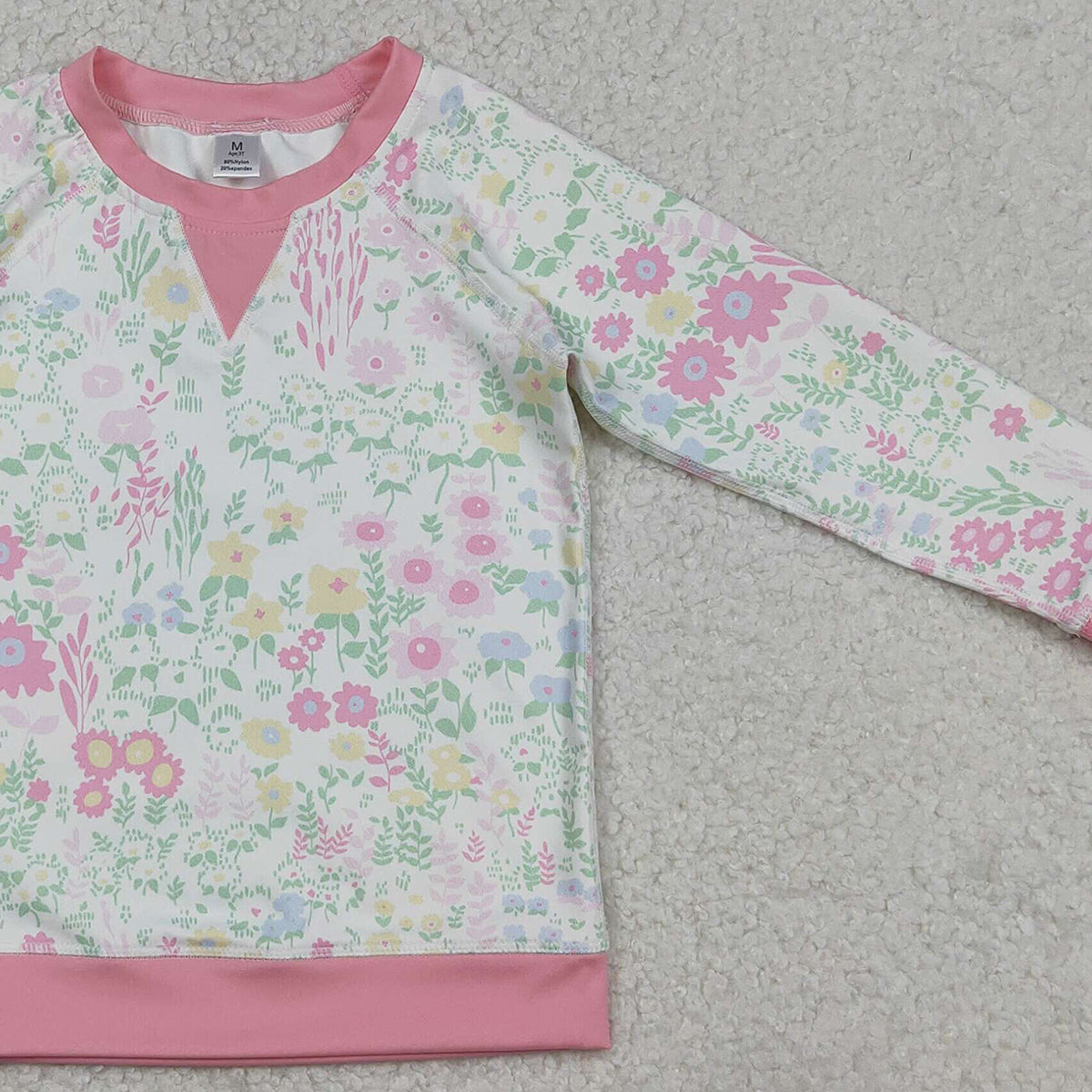 Baby Girls Long Sleeve Yoga Active Tee Shirts Pink Flowers Design Comfortable Soft Top for Little Ones