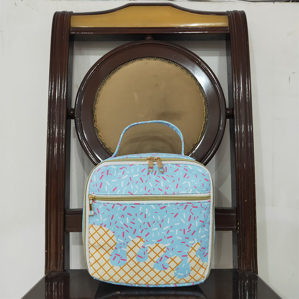 BA0296   Team fireworks plaid blue lunch box bag  D 5.6