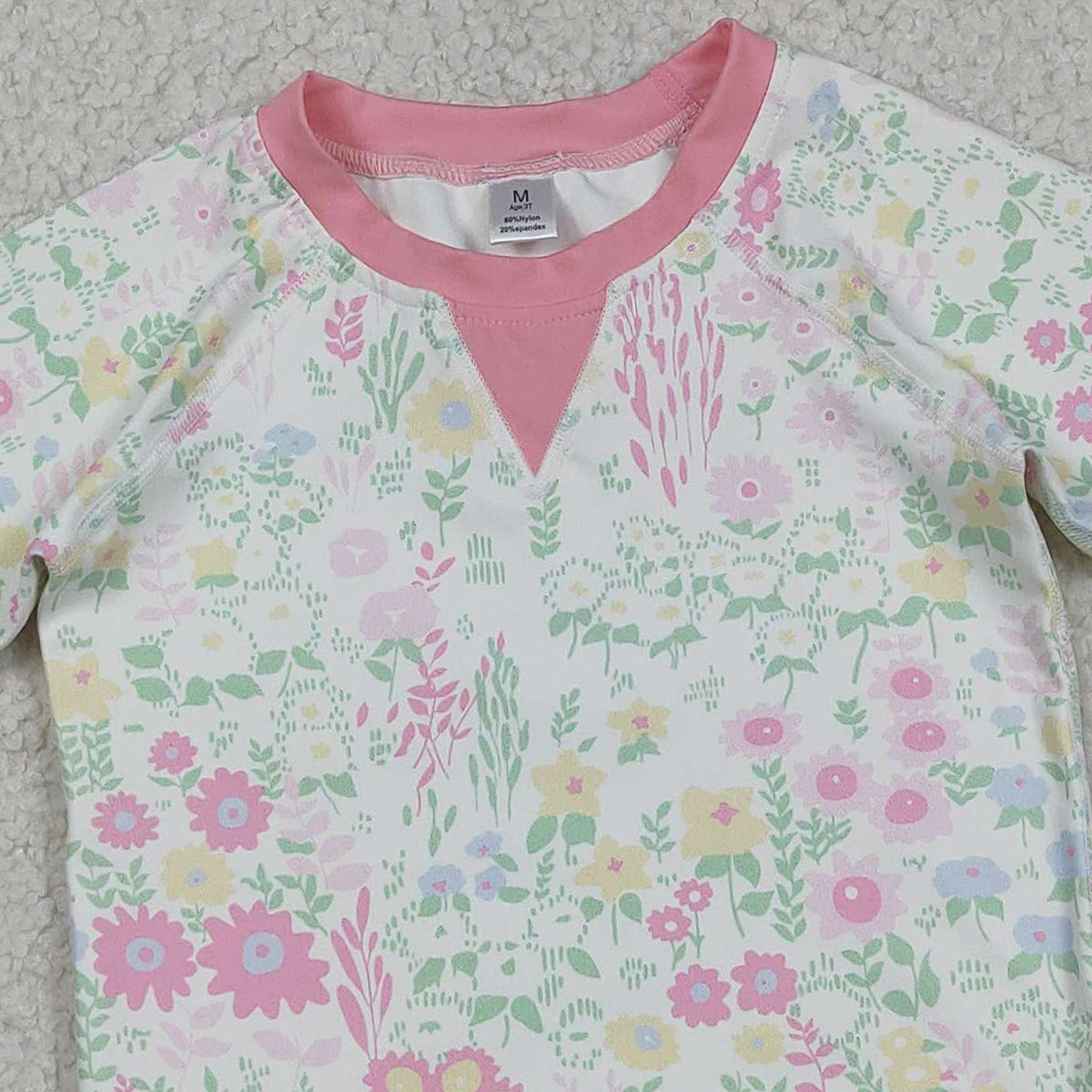 Baby Girls Long Sleeve Yoga Active Tee Shirts Pink Flowers Design Comfortable Soft Top for Little Ones