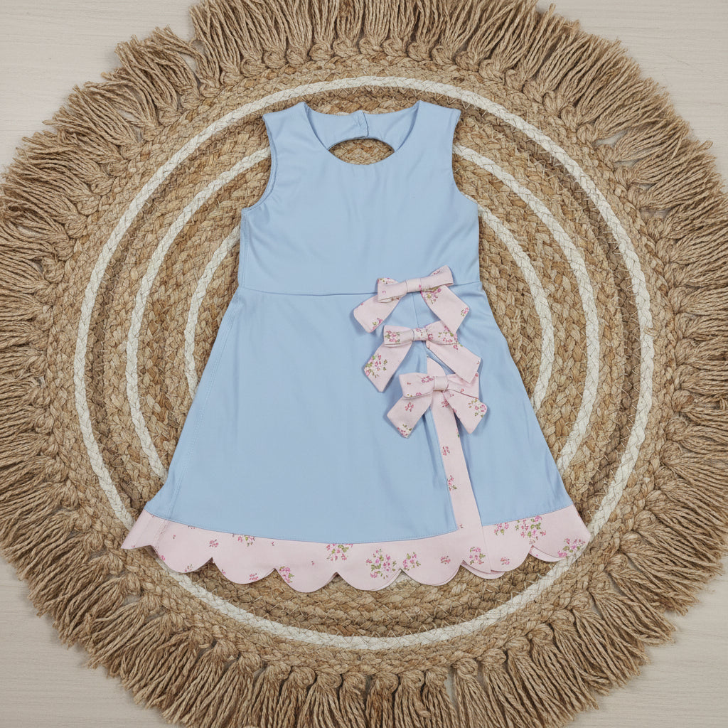 blue sleeveless athletic scallop dress