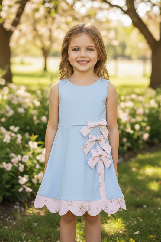 blue sleeveless athletic scallop dress