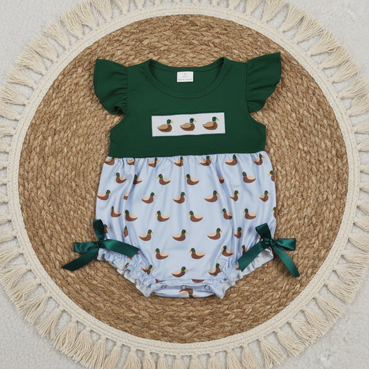 SR4091 flutter sleeve duck embroidery bubble romper infant clothes