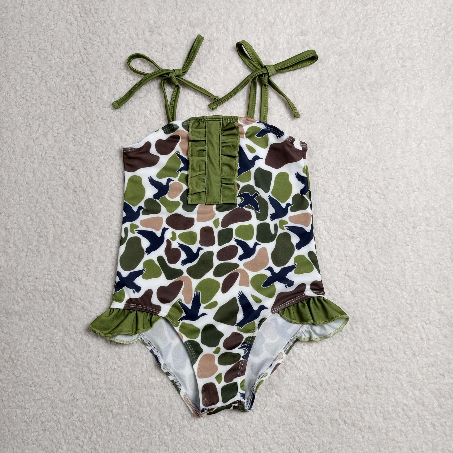one pieces camo mallard suspender swimsuit