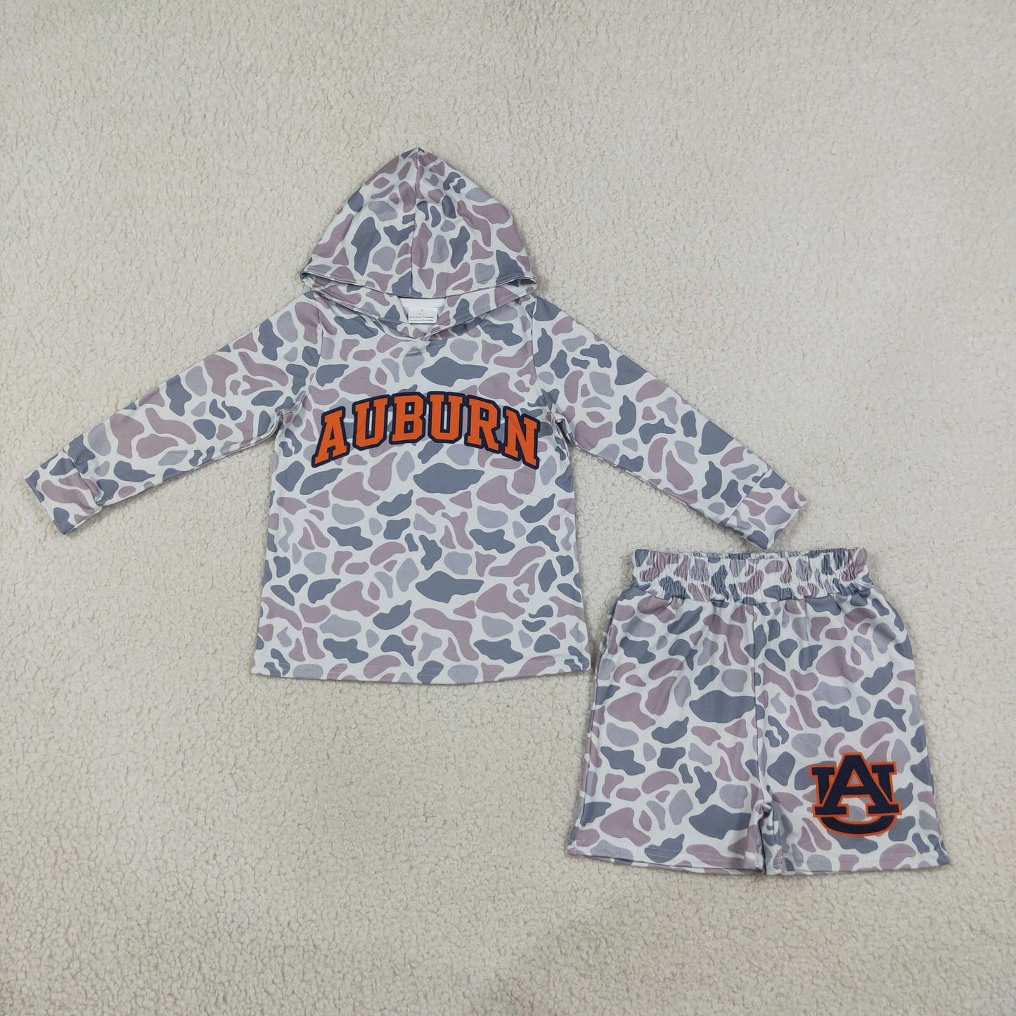 AU football team camo hoodie shorts set