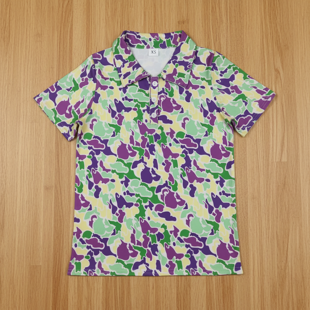 Mardi Gras camo polo in adult
