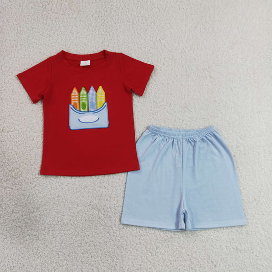 BSSO2023   crayon embroidery boys back to school outfits