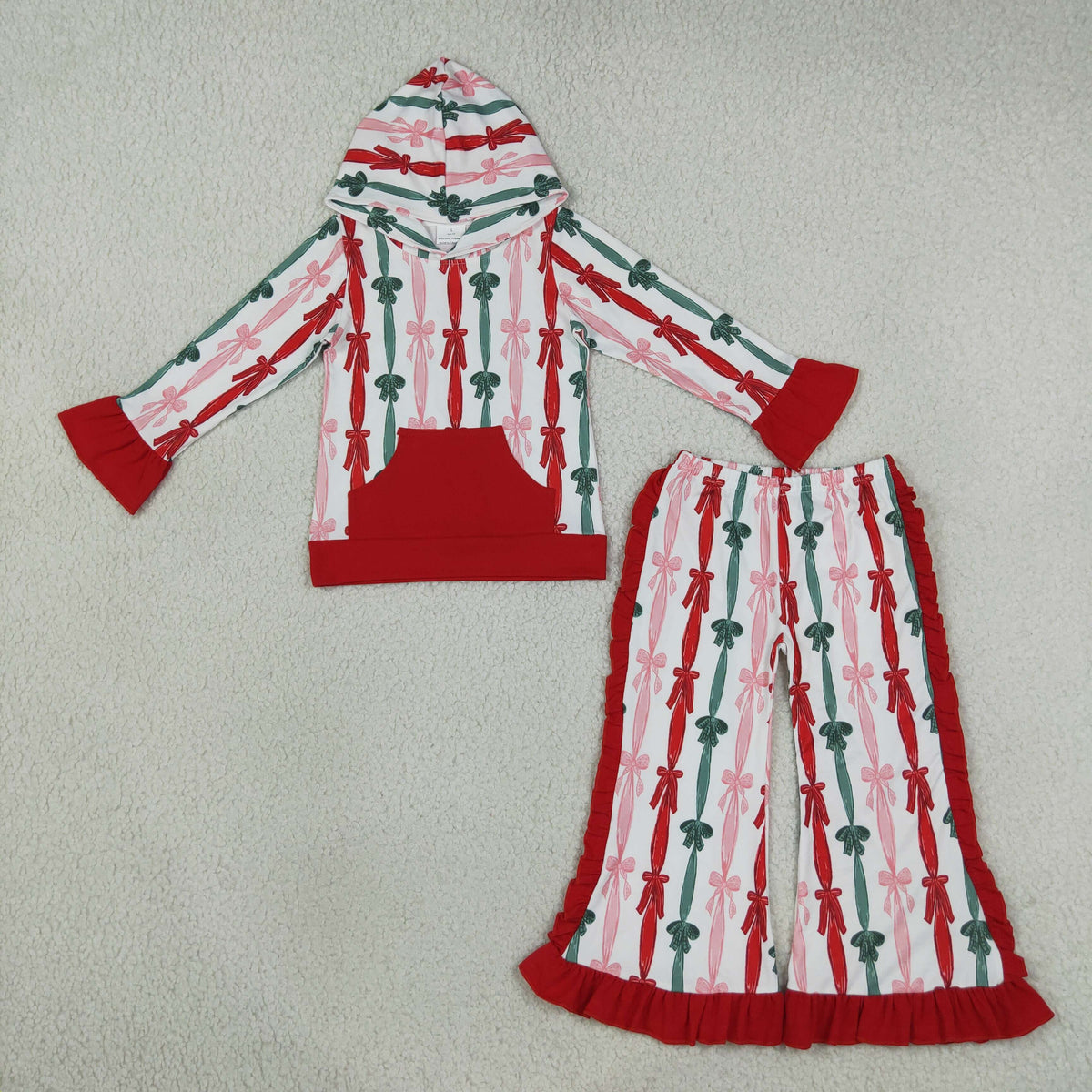 red green pink coquette hoodie outfit Christmas girls clothing