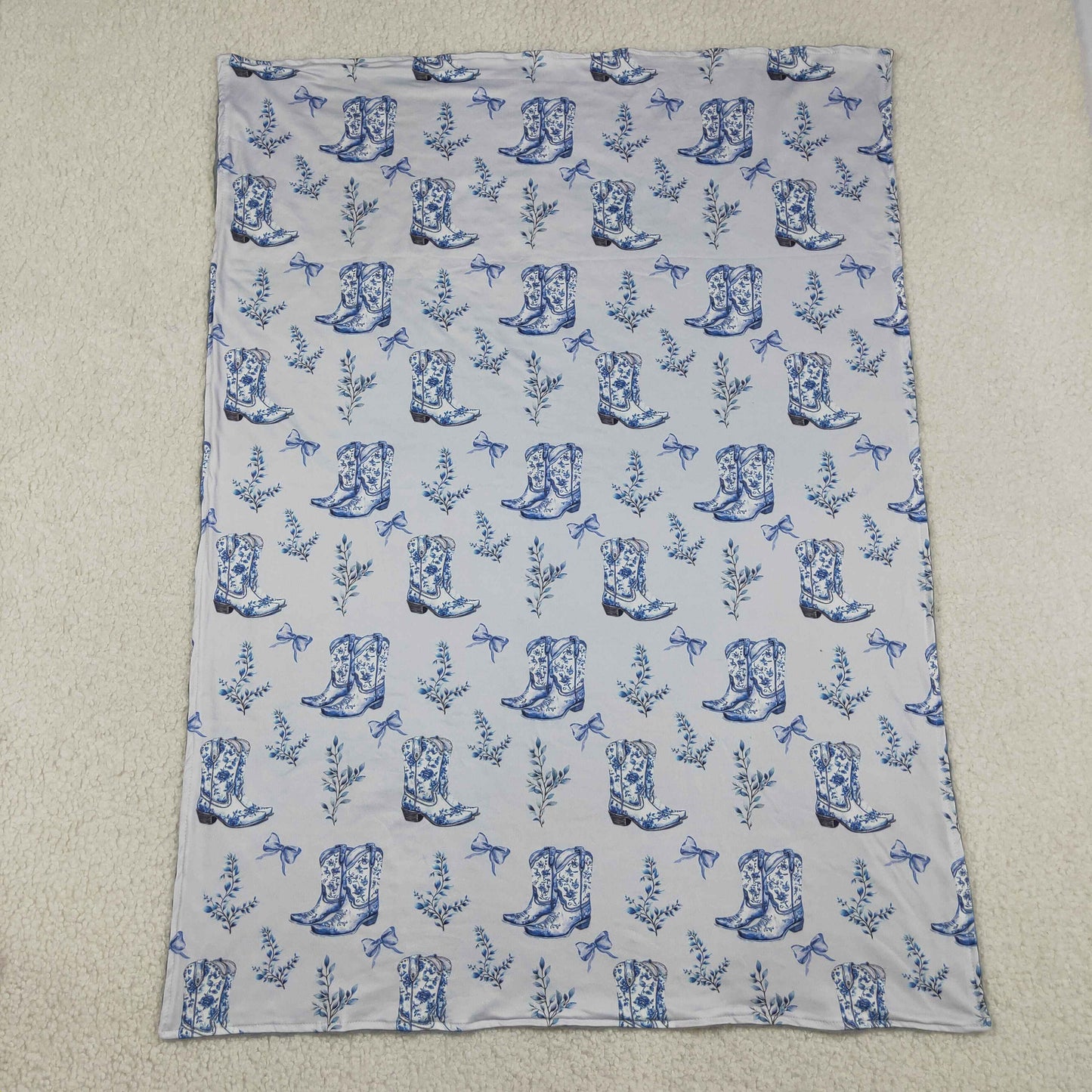 blue bow cowgirl boots minky blanket
