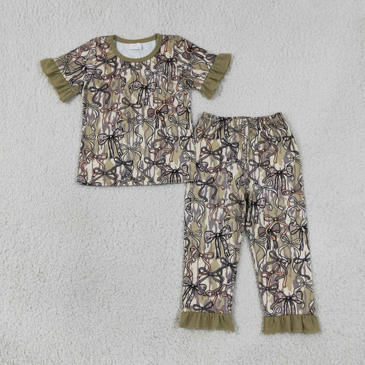 camo bow coquette two pieces pajamas