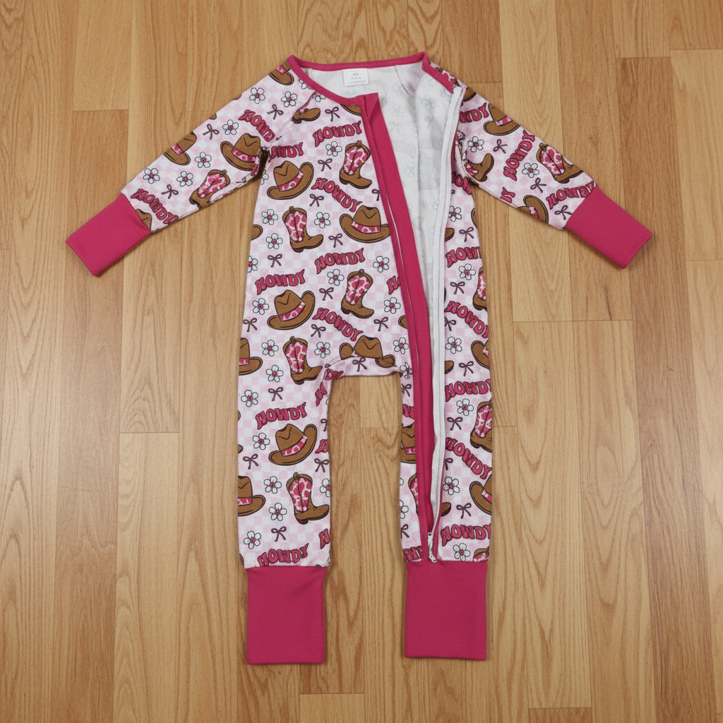 pink howdy cowgirl zipper sleeper