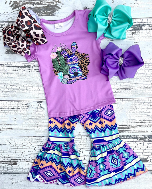 Purple Aztec Rabbit Bell Bottoms Outfit
