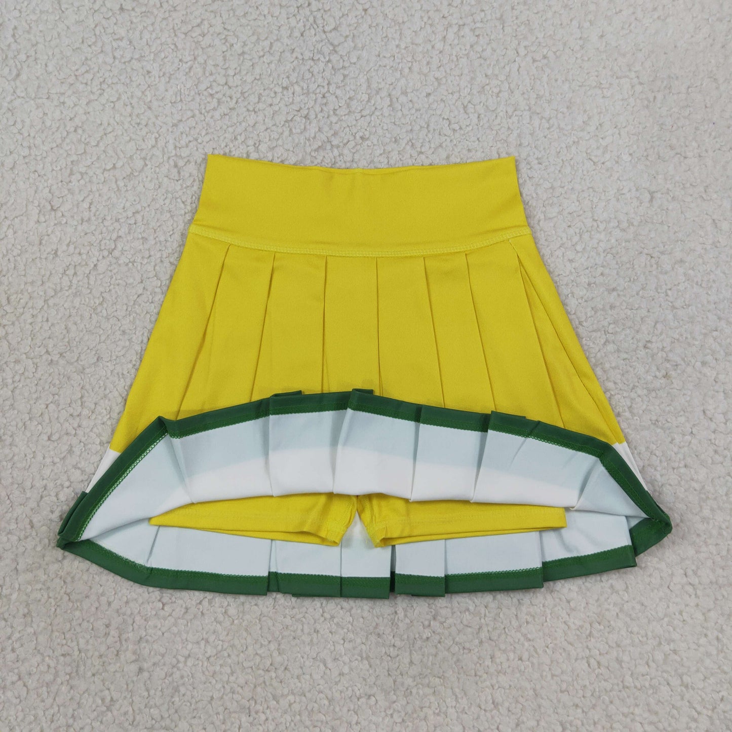 yellow white green yoga pleated skirt