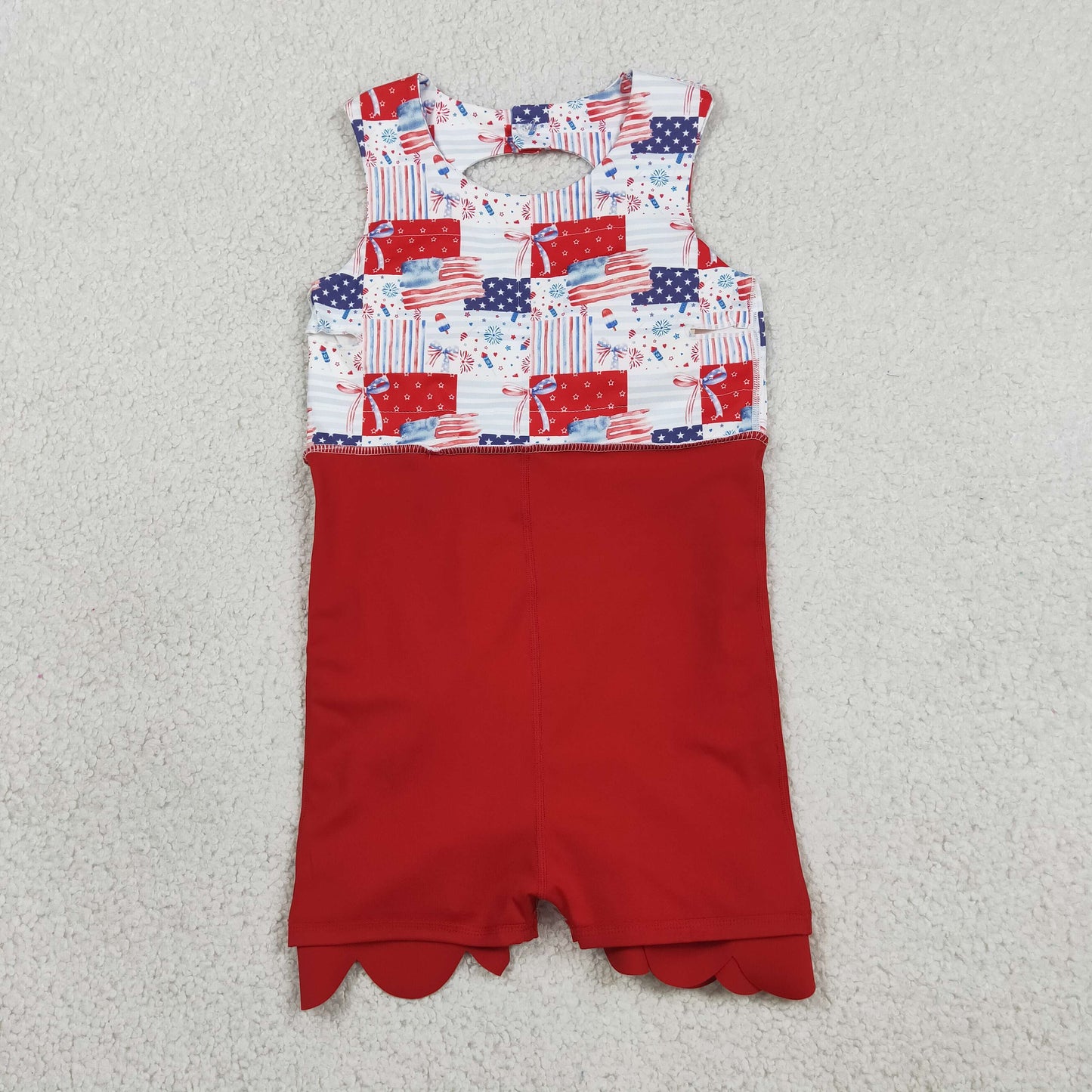 patriotic flag patchwork bow athletic scallop dress