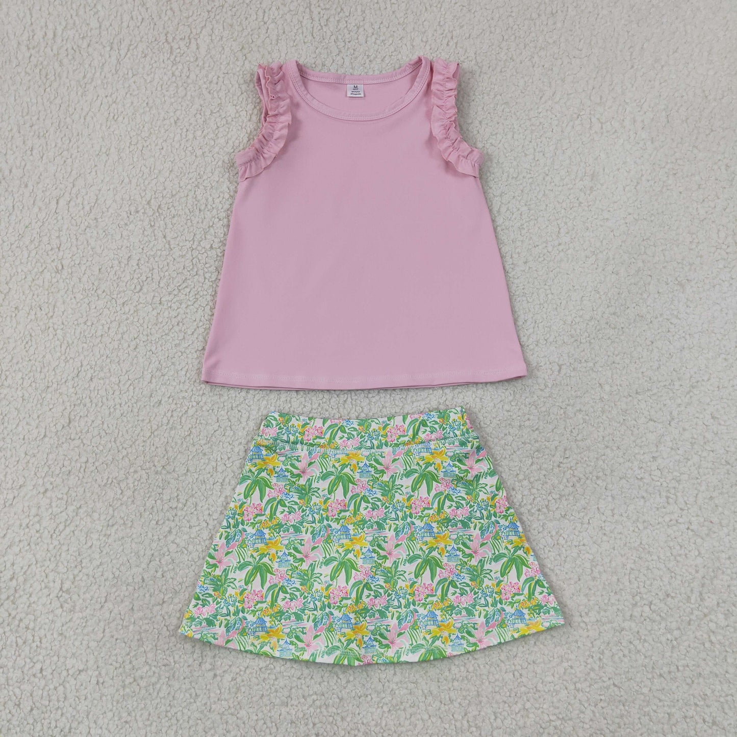 pink athletic pagoda gardens skort set