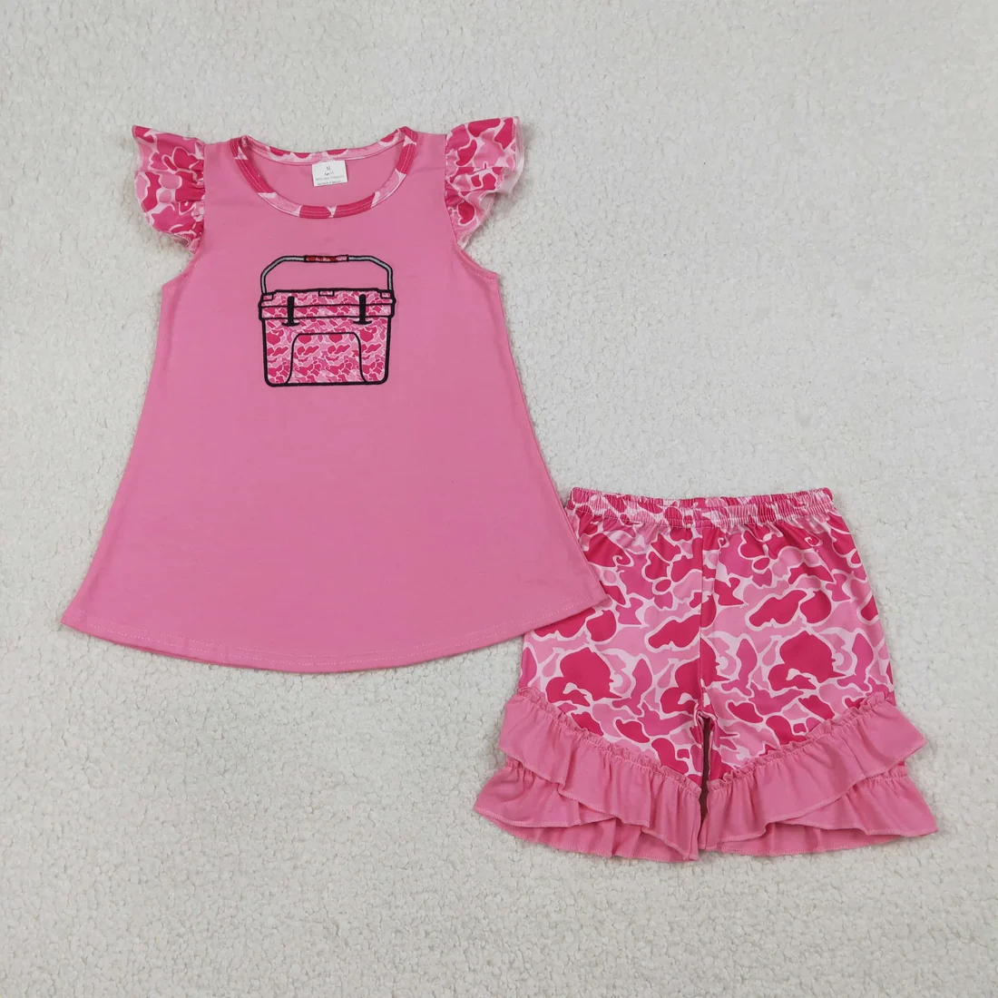 Sibling embroidery camo cooler kids clothing