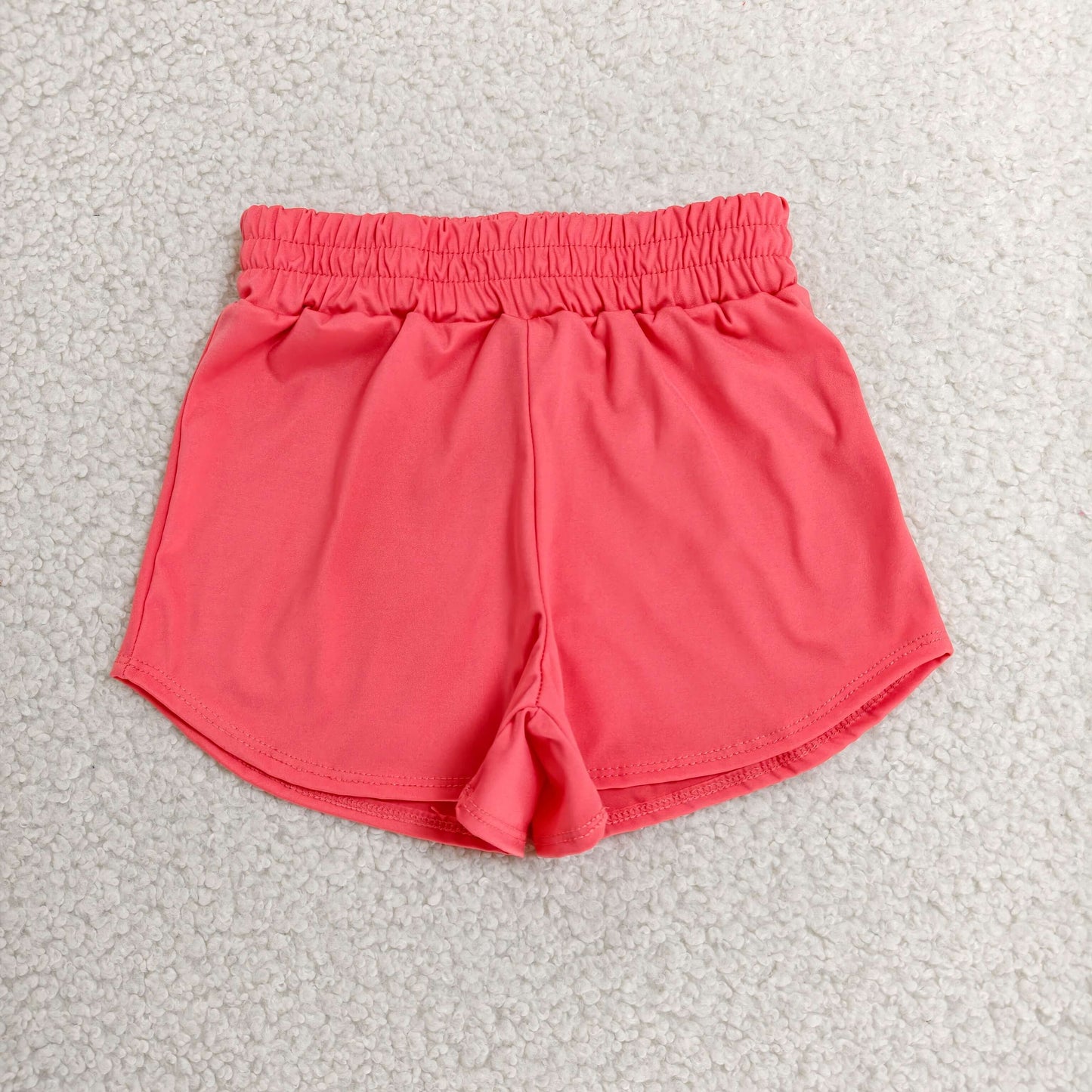 solid coral athletic active shorts