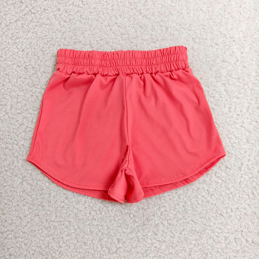 solid coral athletic active shorts