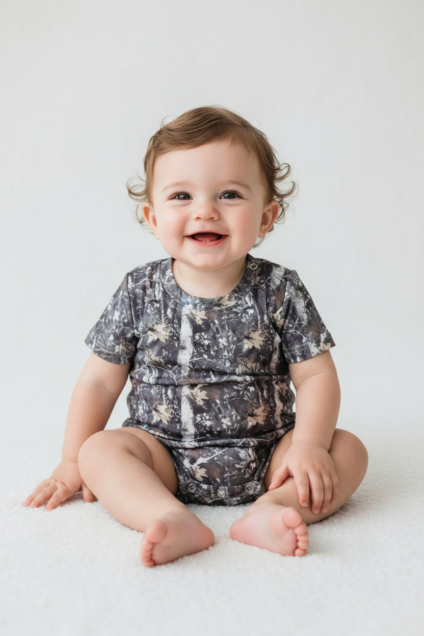 SR4059 short sleeve camo bubble romper baby clothing