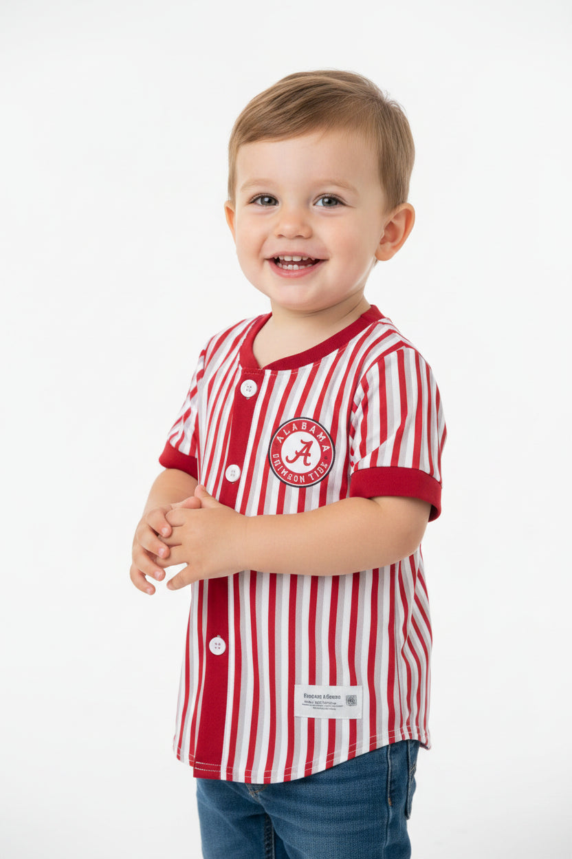 striped alabama button v-neck boys t-shirt