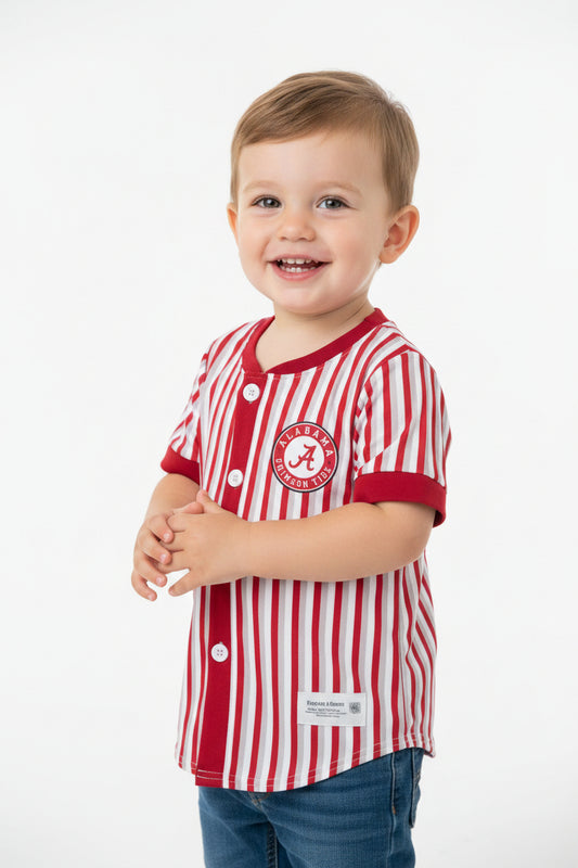 striped alabama button v-neck boys t-shirt