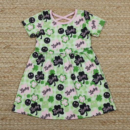 lucky clover St Patrick baby girl dress