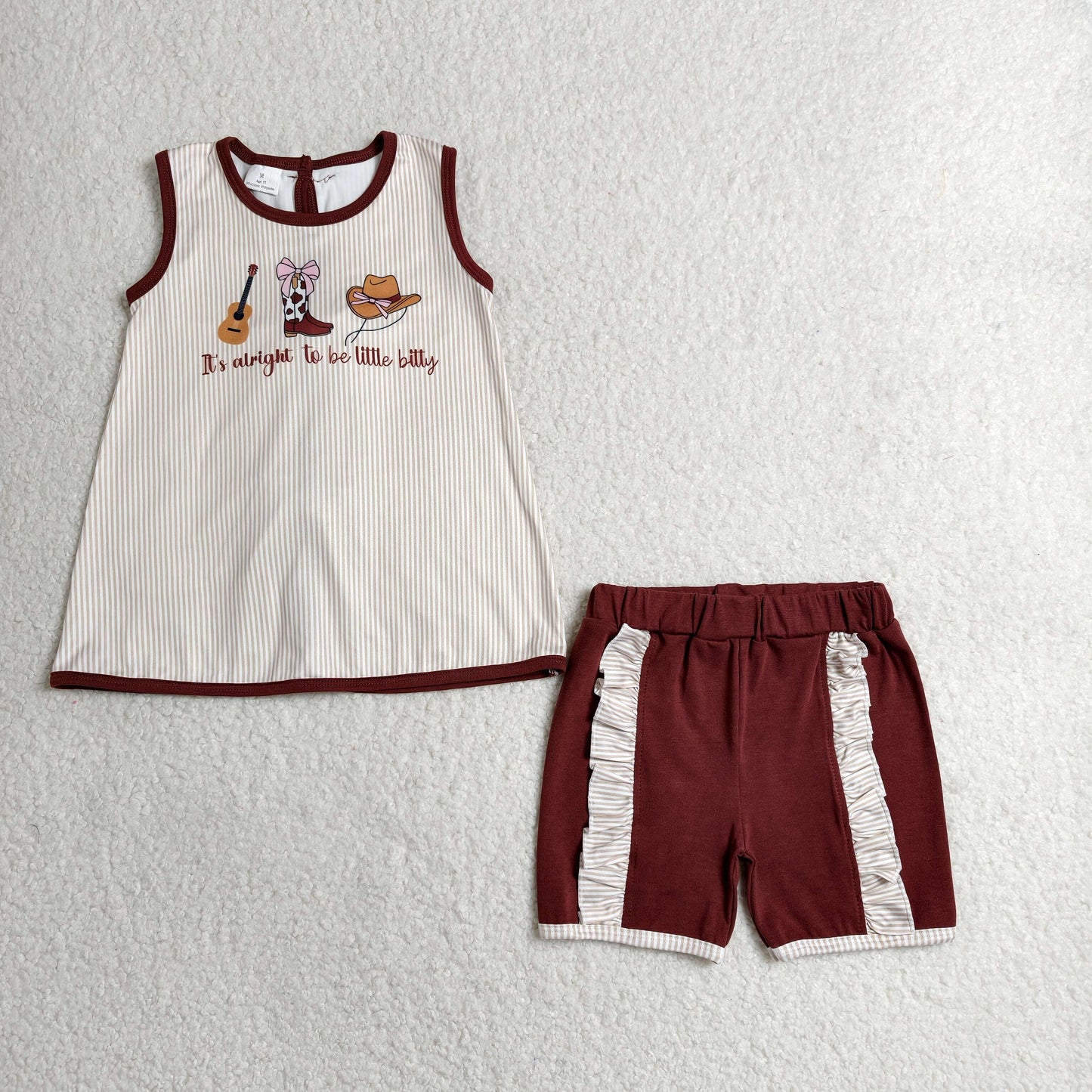 it's alright to be little bitty cowgirl shorts set