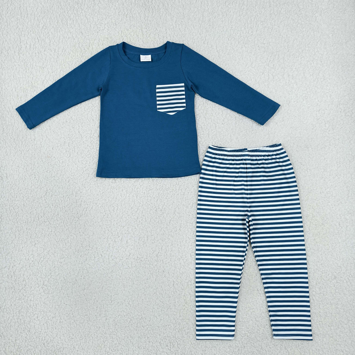 navy blue striped pants set boys outfit