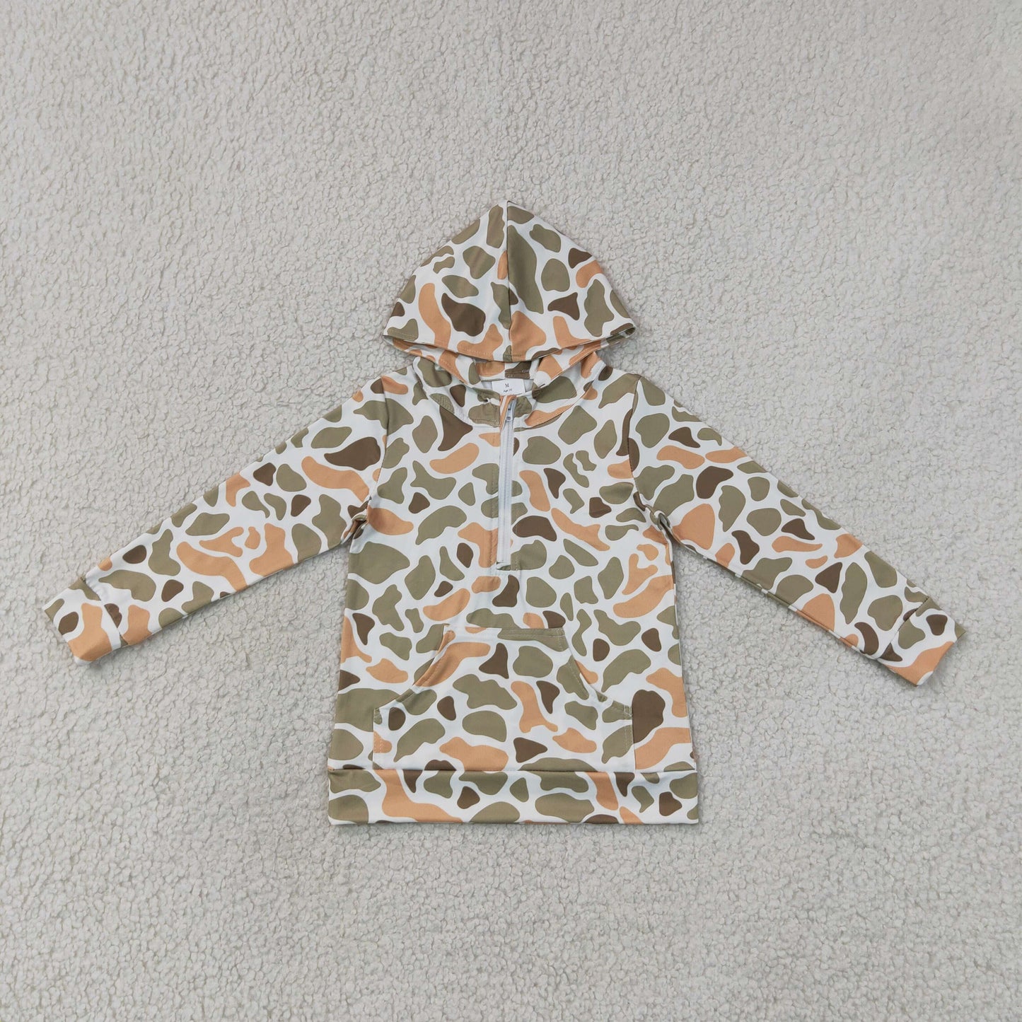 long sleeve zipper up camo pullover hoodie