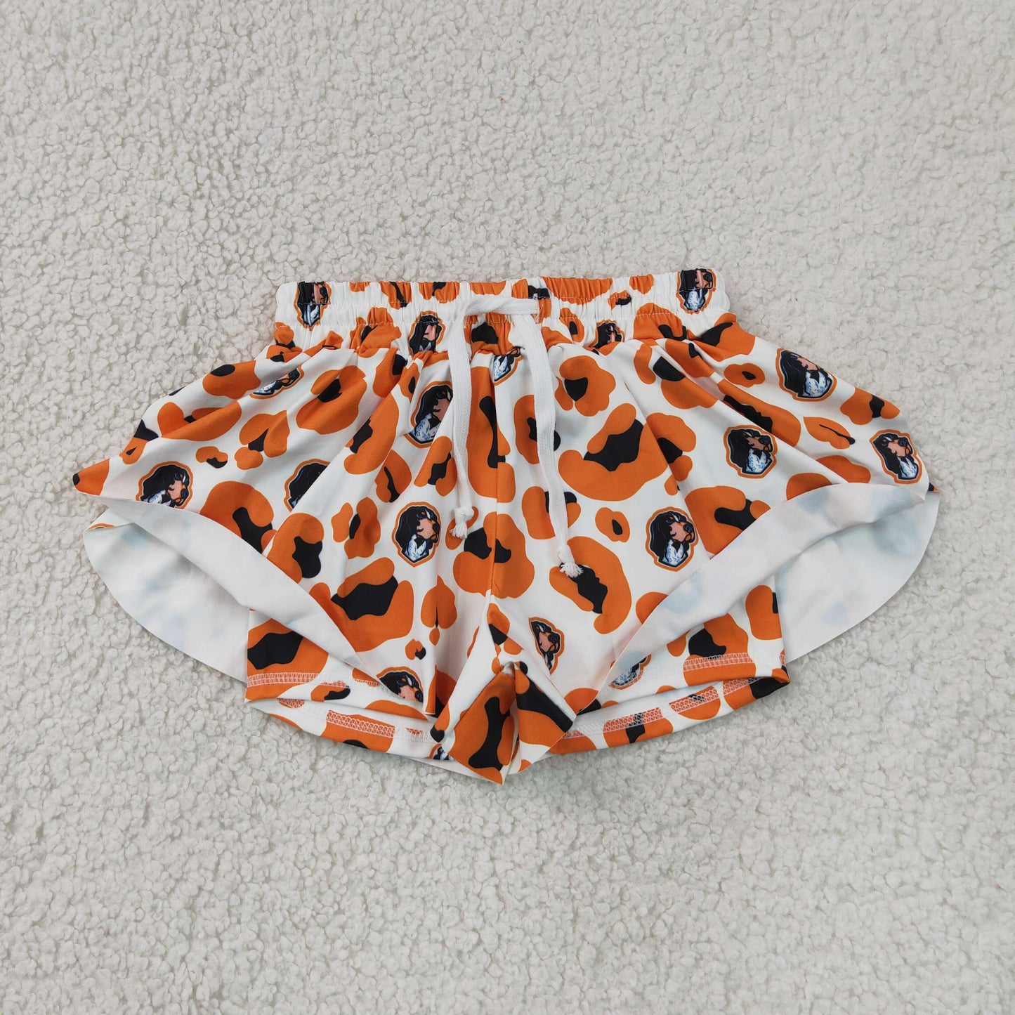 SS0816 kids team go vols orange leopard athletic butterfly shorts