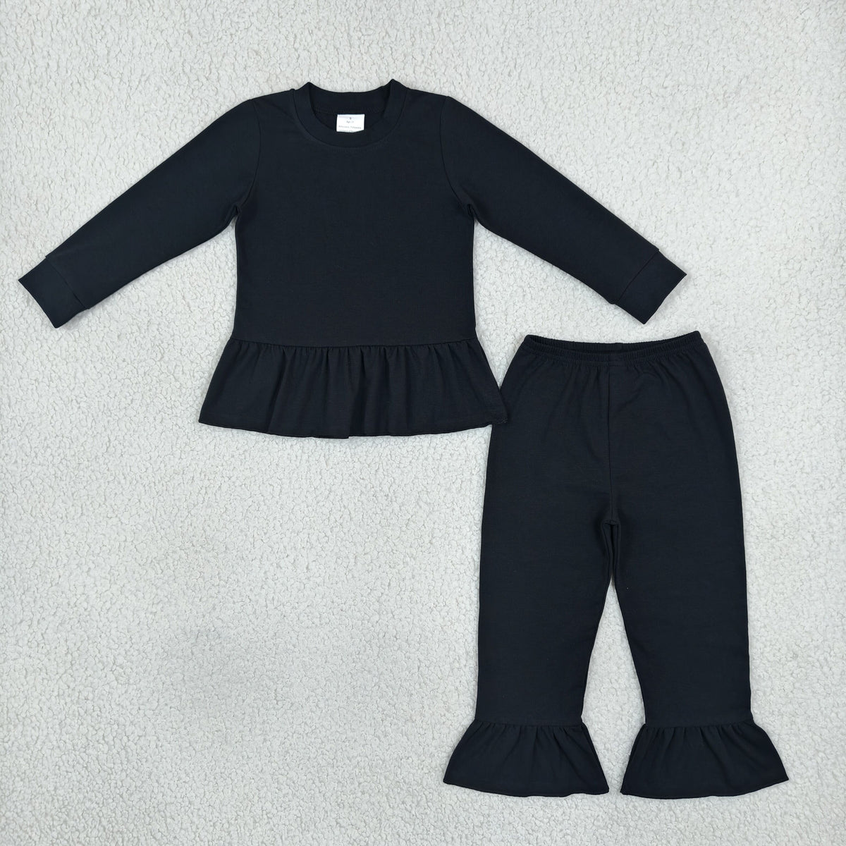 solid cotton black ruffle outfit