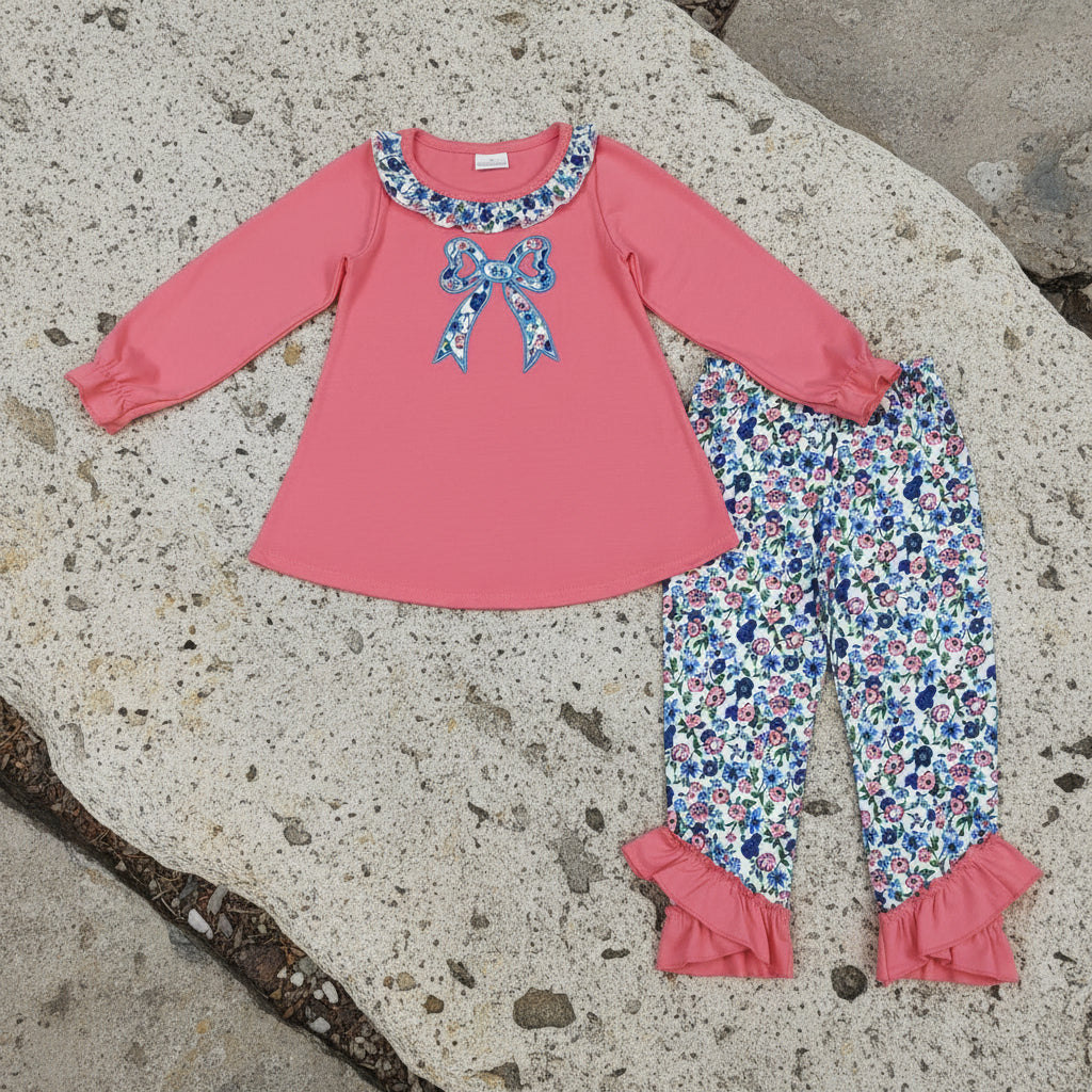 floral coquette embroidery legging set fall girl outfit