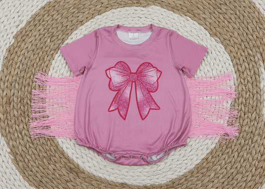 pink coquette fringe romper baby girl clothes